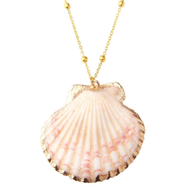 Lateefah Boho Conch Shell Necklace Conch Sea shell Necklace Pendant For Women Collier Femme Shell Cowrie Summer Jewelry