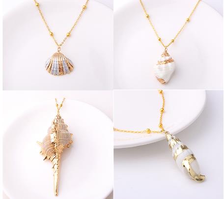 Lateefah Boho Conch Shell Necklace Conch Sea shell Necklace Pendant For Women Collier Femme Shell Cowrie Summer Jewelry