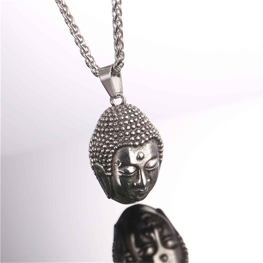gold color Buddha necklace for men jewelry with stainless steel chain buddhist accessories lucky jewelry P2478G - Charlie Dolly