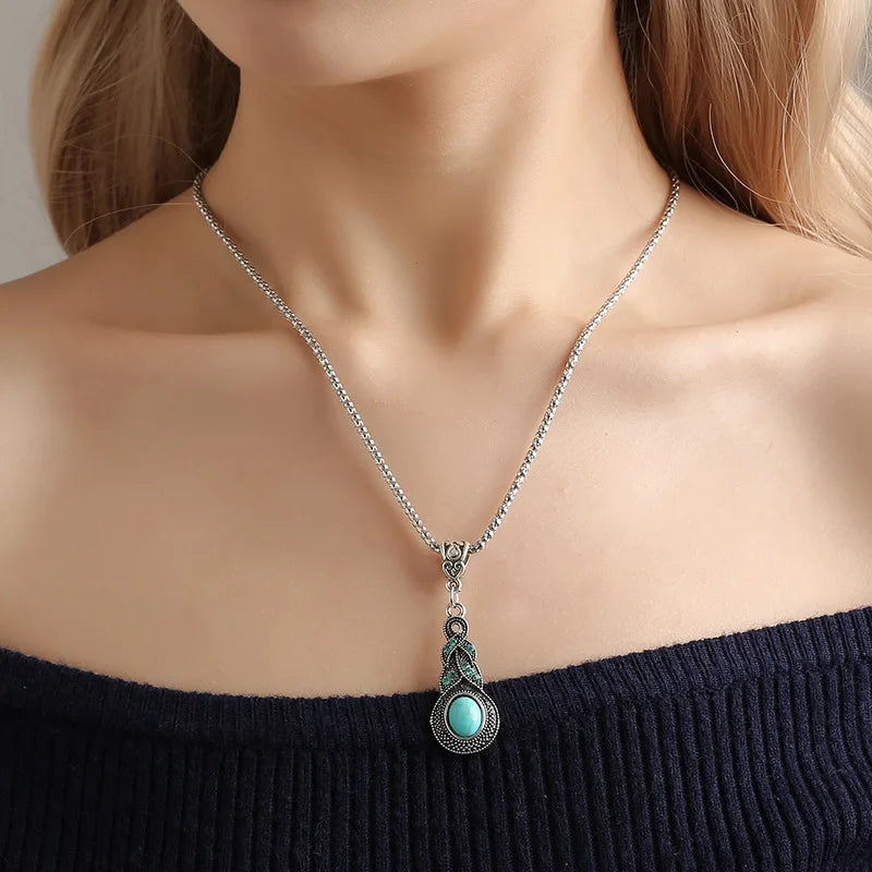 Blue Crystal Zircon Necklace Earring Set Jewelry