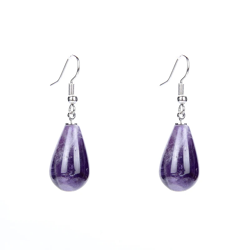 Obsidian Rose Quartz Teardrop Healing Earrings Jewelry