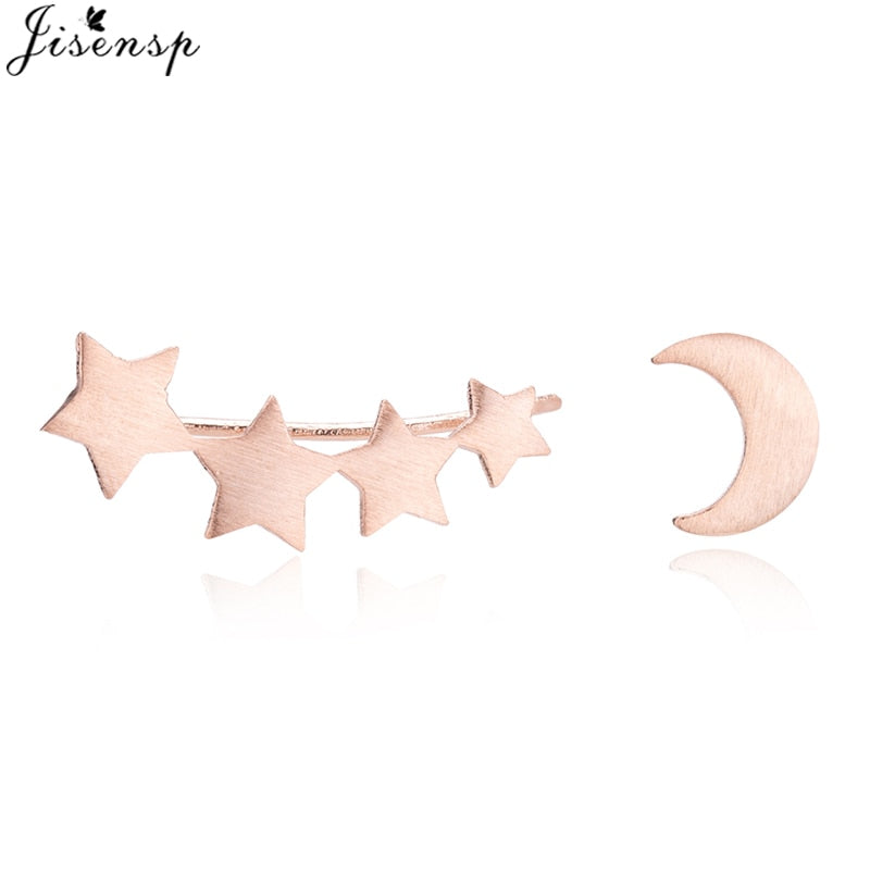 Jisensp Punk Waves Ear Climbers Earrings for Women Stud Earings Ear Crawler Bohemian Cute Earing Piercing Earings Pendientes