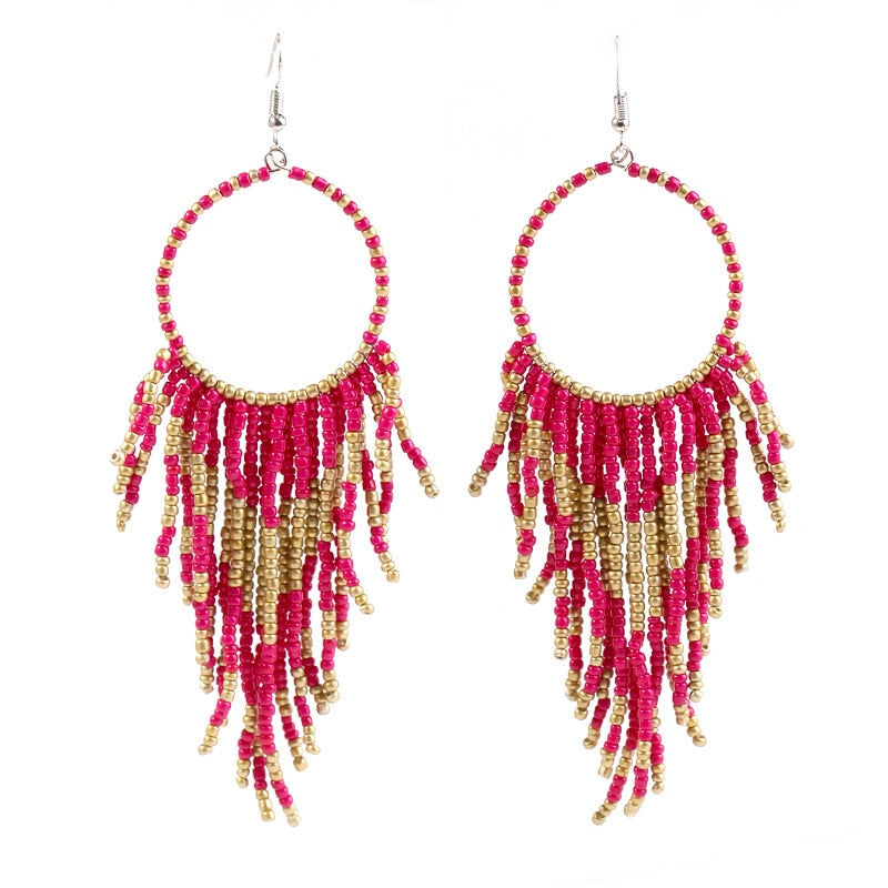 Kymyad Earrings 2022 Trend New Long Dangle Earrings Vintage Earings Fashion Jewelry Female Earrings Tassel Beads Chains Earring