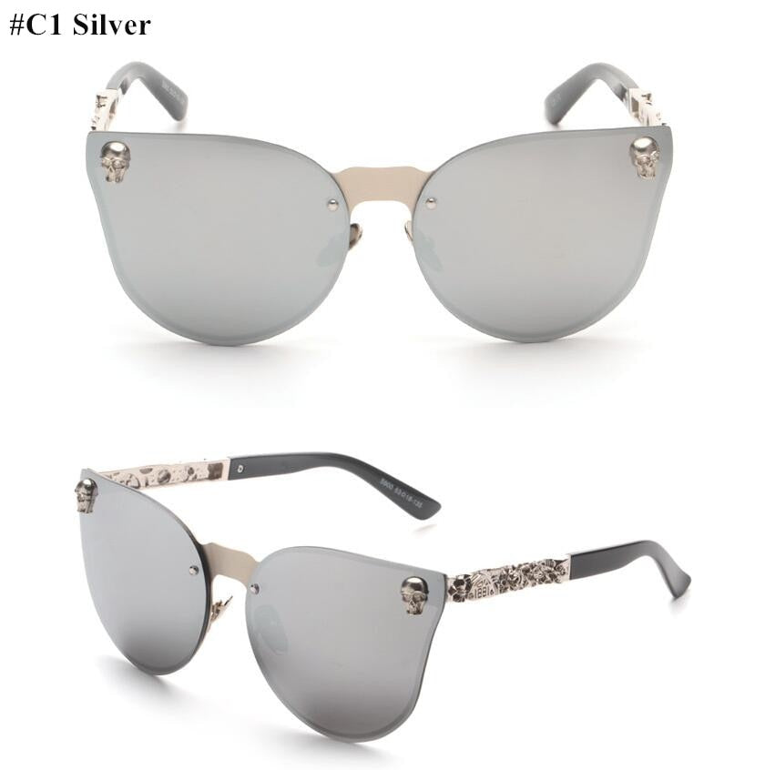 Emosnia Pink Sunglasses Rose Gold Skull Oversize Sunglasses Women Brand Designer Big Frame Sun Glasses For Female Ladies Eyewear