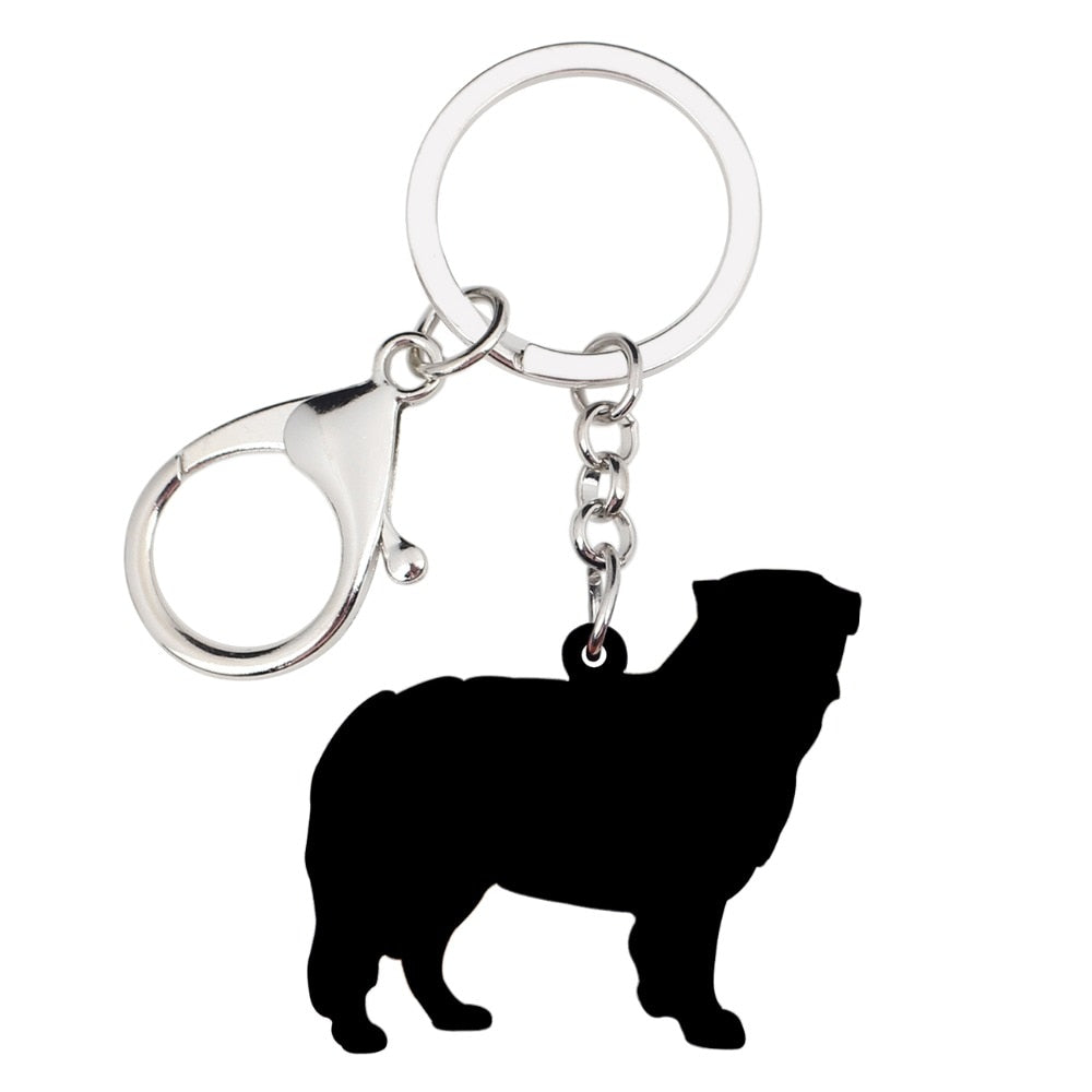 Bonsny Acrylic Australian Shepherd Dog Key Chains Keychains Rings Animal Jewelry For Women Girls Ladies Bag Pendant Car Charms