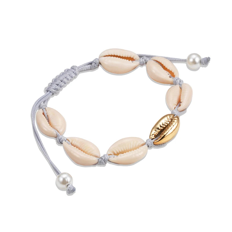 Handmade Cowrie Shell and Conch Boho Bracelet