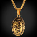gold color Buddha necklace for men jewelry with stainless steel chain buddhist accessories lucky jewelry P2478G - Charlie Dolly