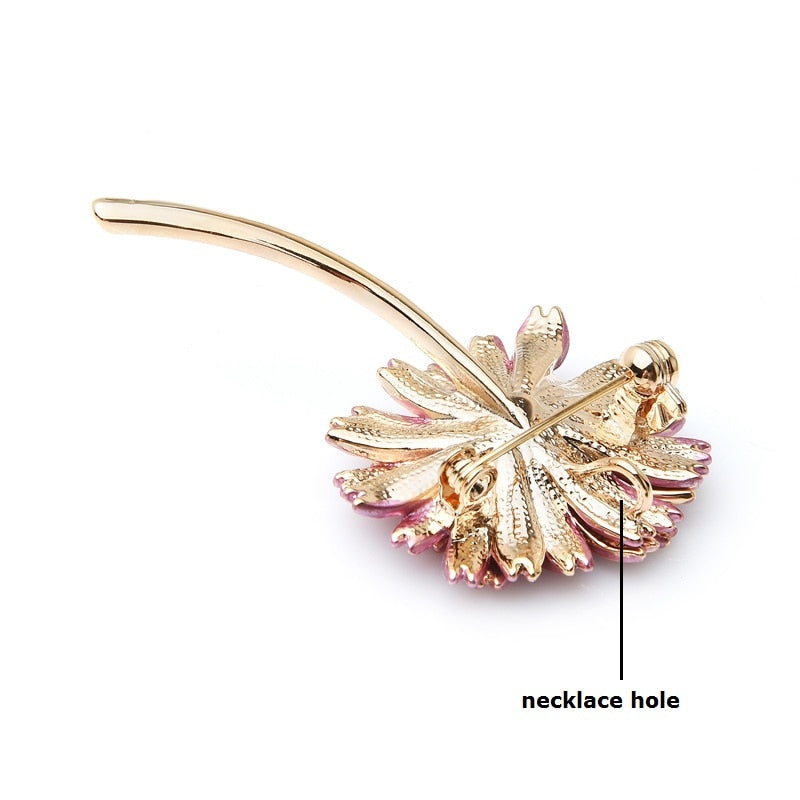 Wuli&baby Enamel Pink Daisy Trendy Brooch Flower Pin For Women and Mom Gift Simple Accessories 2019