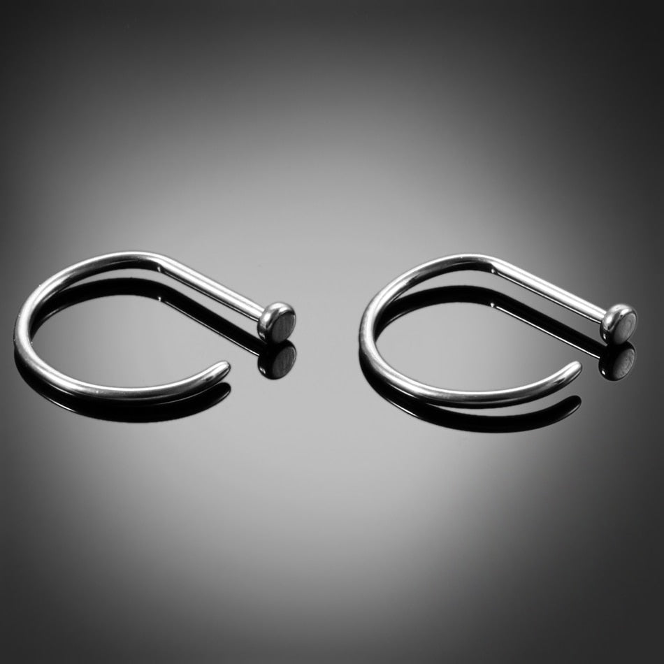 1PC Titanium 20G 18G Nose Stud Earring D Shape Nariz Hoop Ring Lip Labret Piercing Nostril 7mm 8mm 10mm Body Jewelry Women Men