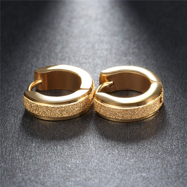ZORCVENS Silver Color&Gold-Color Punk Rock Stainless Steel Small Hoop Earrings for Women Wedding Party Jewelry