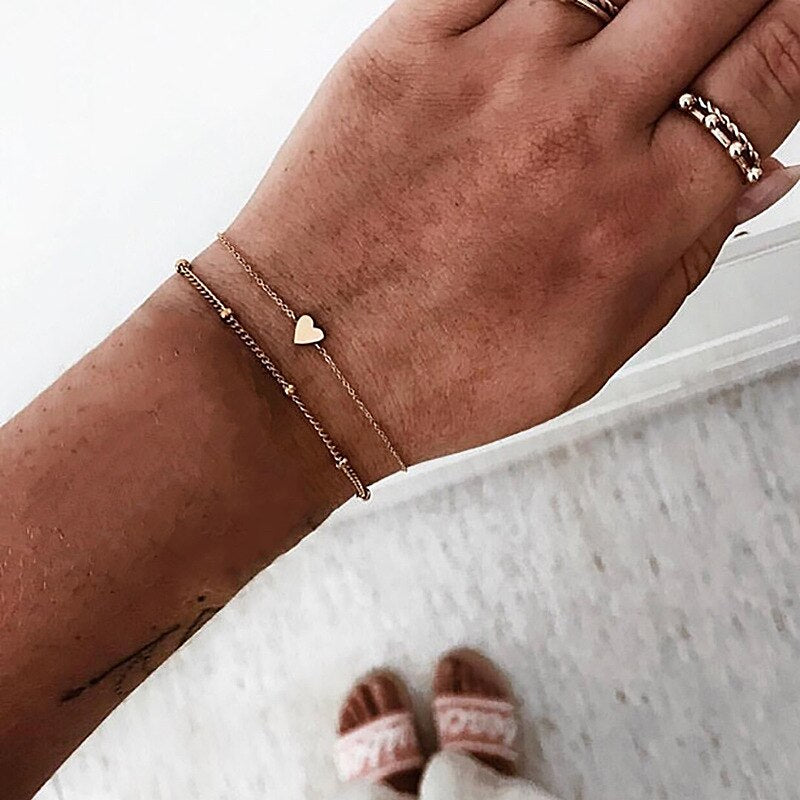 Modyle Bohemian Handmade Pink Crystal Beads Bracelets for Women Vintage Fashion Fox Map Bracelet Bangles Jewelry Gifts
