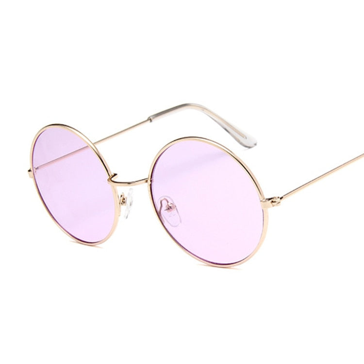 2019 Retro Round Pink Sunglasses Woman Brand Designer Sun Glasses For Woman Alloy Mirror Female Oculos De Sol Black