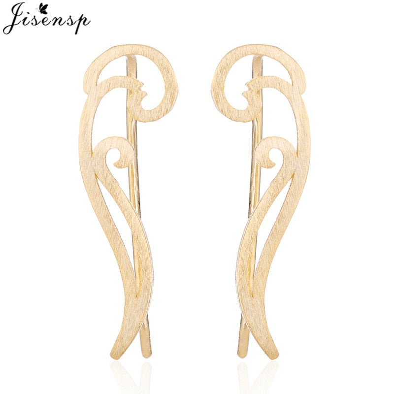 Jisensp Punk Waves Ear Climbers Earrings for Women Stud Earings Ear Crawler Bohemian Cute Earing Piercing Earings Pendientes