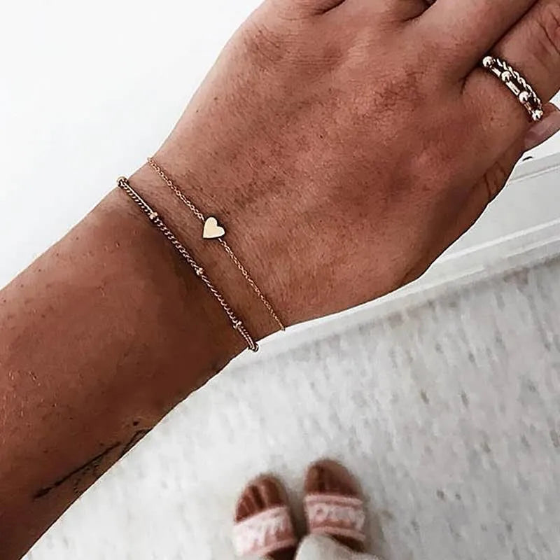 Boho Charm and Crystal Bead Bangle Bracelet Set
