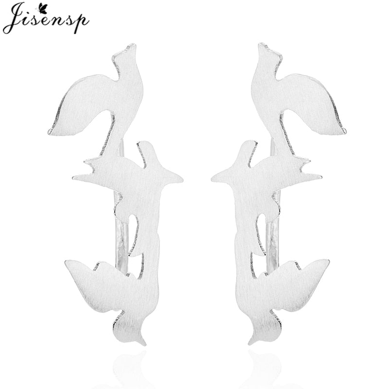 Jisensp Punk Waves Ear Climbers Earrings for Women Stud Earings Ear Crawler Bohemian Cute Earing Piercing Earings Pendientes