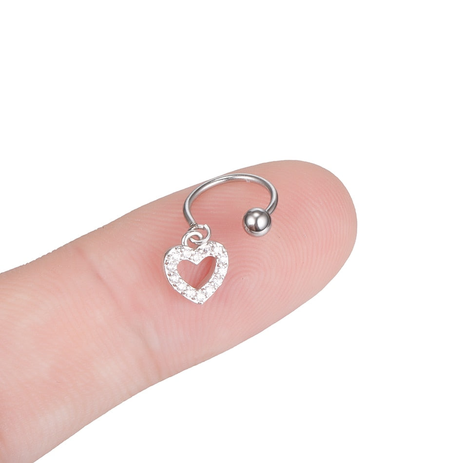 1PC Steel DIY 9Styles CZ Gem Pendant Dangle Hoop Cartilage Earring Helix Tragus Rook Lobe Ear Piercing Fashion Women Jewelry 20G