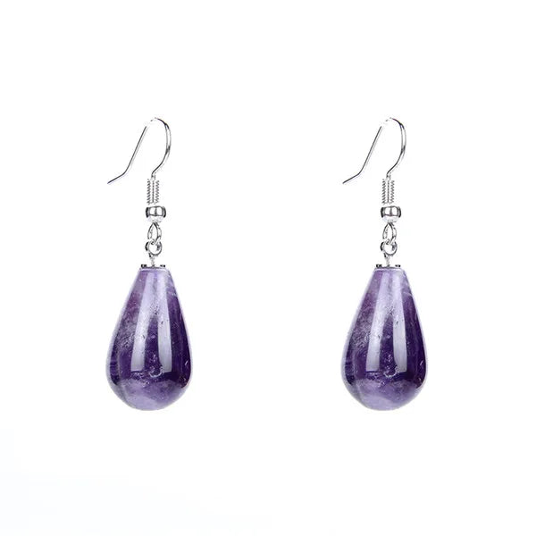 Obsidian Rose Quartz Teardrop Healing Earrings Jewelry