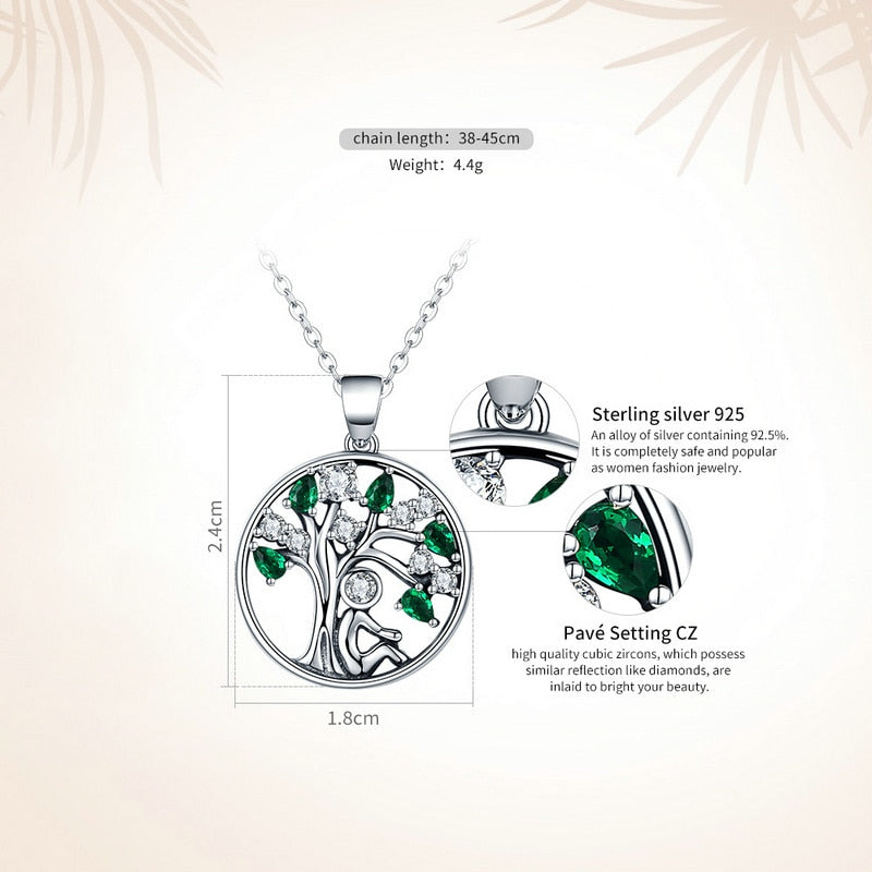 BAMOER 925 Sterling Silver Tree of Life Necklace for Women, 14K Gold Plated Lucky Tree Pendant Necklaces Jewelry for Girlfriend