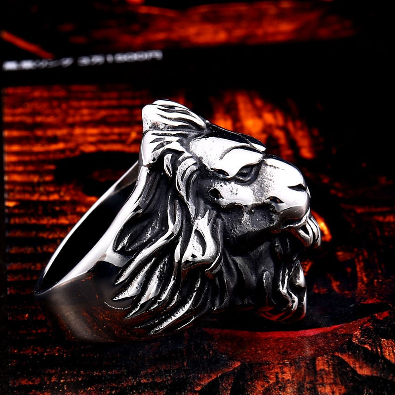 BEIER Punk Male Female Lion Heads Finger Stainles Steel Animal Rings For Men And Women Vintage Personality product BR8-676