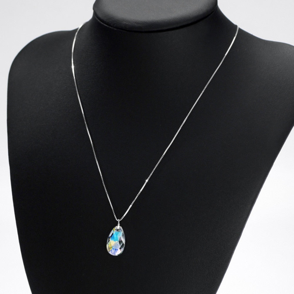 Neoglory Jewelry Water Drop Crystal &amp; S925 Silver Pendant Necklace Embellished With Crystals From Swarovski Hot New Gift - Charlie Dolly