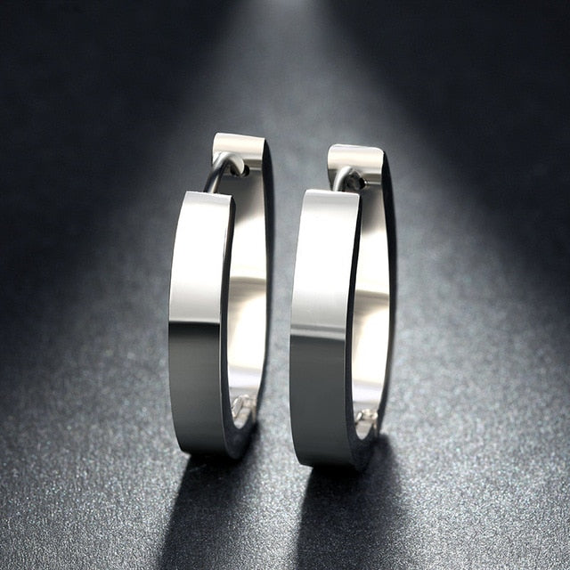 ZORCVENS Silver Color&Gold-Color Punk Rock Stainless Steel Small Hoop Earrings for Women Wedding Party Jewelry