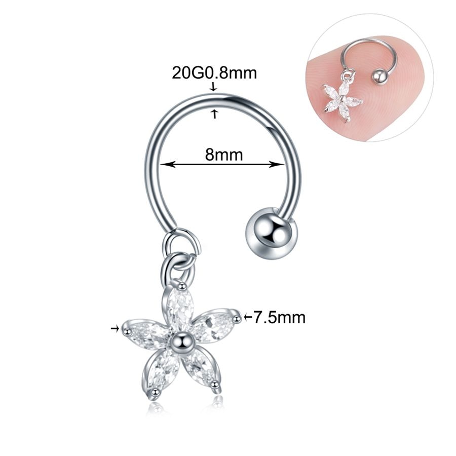 1PC Steel DIY 9Styles CZ Gem Pendant Dangle Hoop Cartilage Earring Helix Tragus Rook Lobe Ear Piercing Fashion Women Jewelry 20G