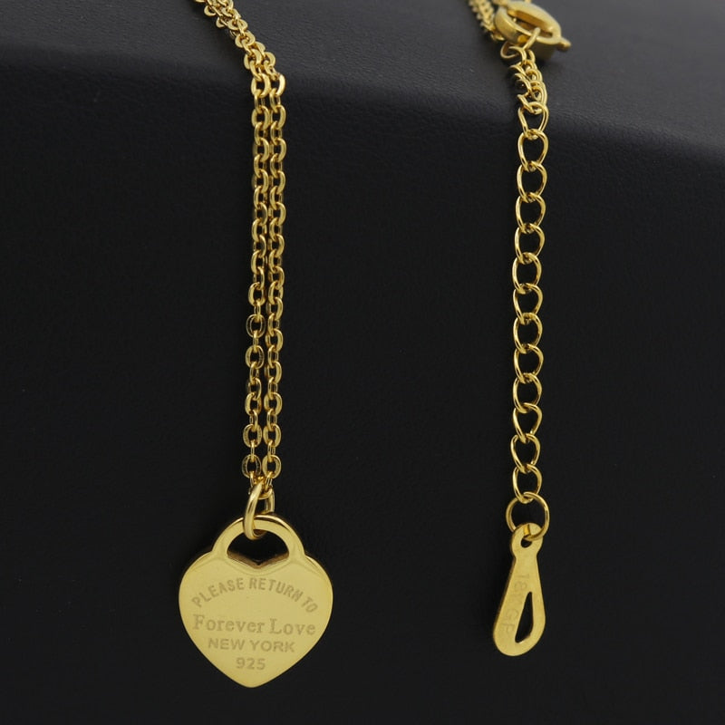 Fashion Luxury Famous Brand Necklace Women paragraph clavicle Necklace Gold Color Peach Heart Pendant Necklace Fine Jewelry