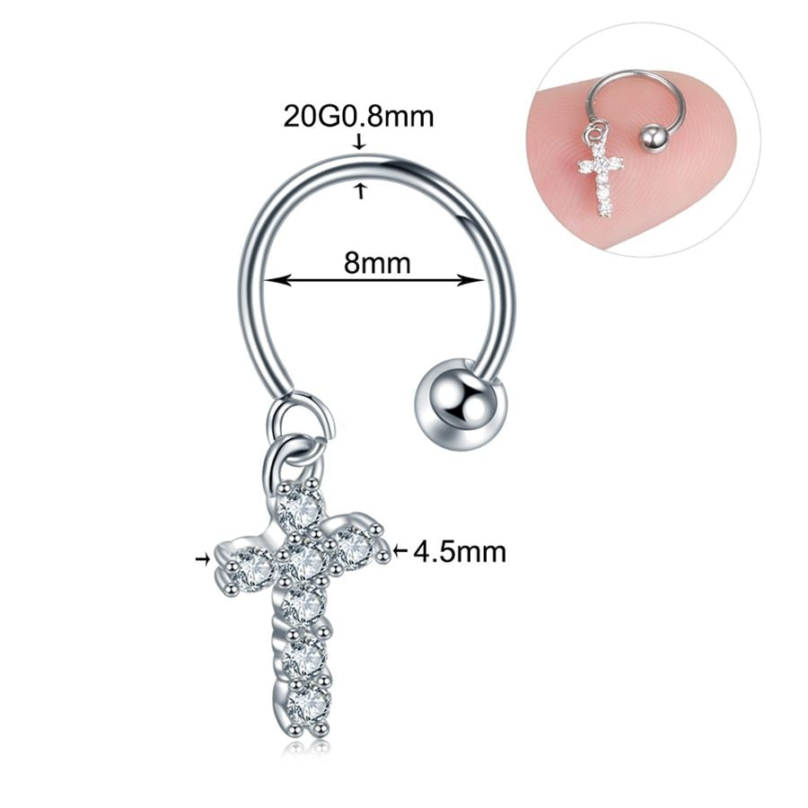 1PC Steel DIY 9Styles CZ Gem Pendant Dangle Hoop Cartilage Earring Helix Tragus Rook Lobe Ear Piercing Fashion Women Jewelry 20G