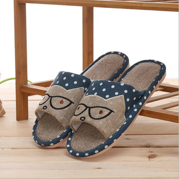 Men Hemp Glasses Home Slippers Man Slippers Cute Cat Lovers Home Slippers Indoor Plush Size House Shoes Man wholesale - Charlie Dolly