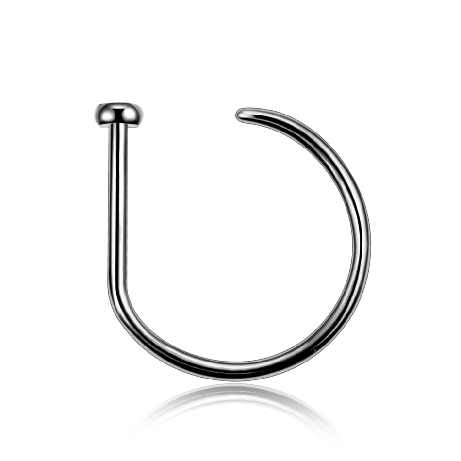 1PC Titanium 20G 18G Nose Stud Earring D Shape Nariz Hoop Ring Lip Labret Piercing Nostril 7mm 8mm 10mm Body Jewelry Women Men