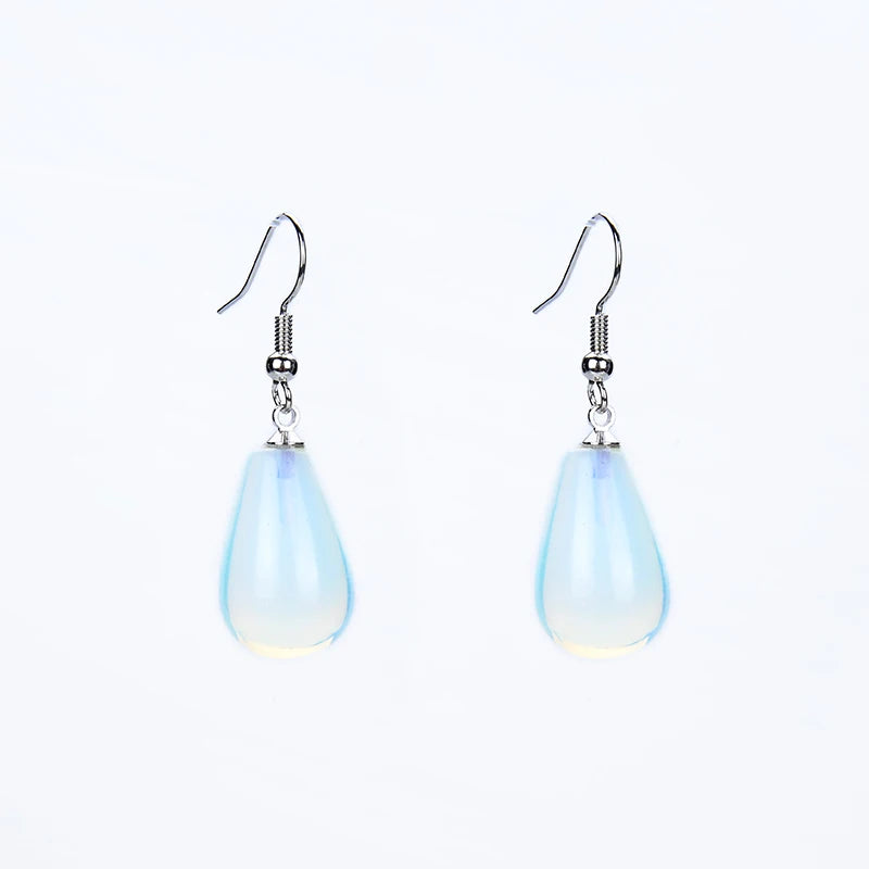 Obsidian Rose Quartz Teardrop Healing Earrings Jewelry