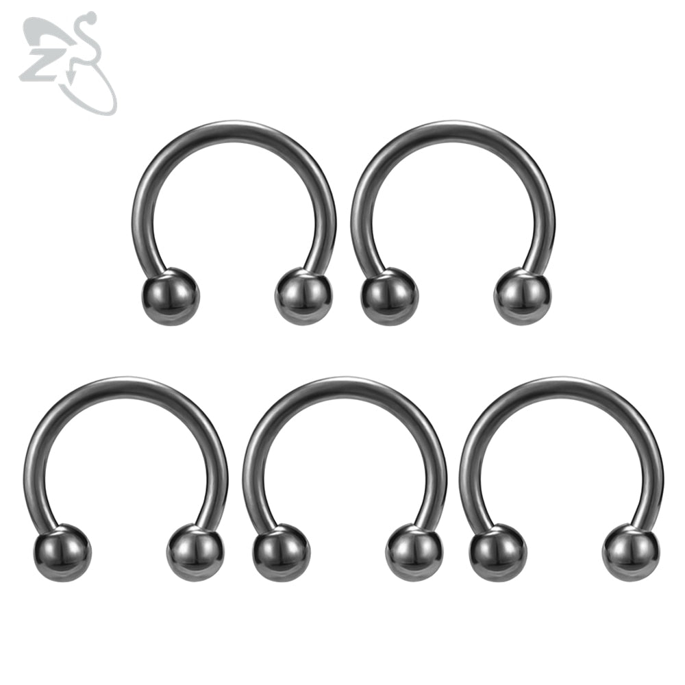 ZS 5 Pcs/lot Stainless Steel Nose Ring Spike Nose Piercings Helix Ear Piercing For Women Men Septum Rings Body Piercing Jewelry