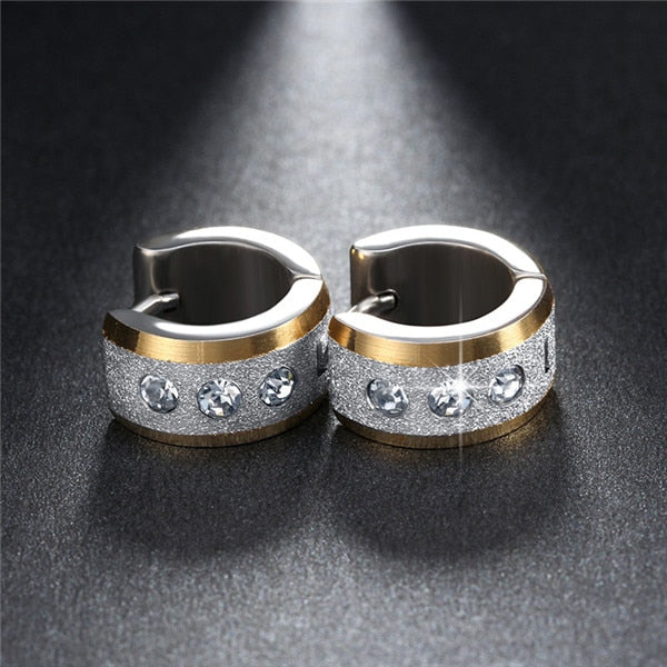 ZORCVENS Silver Color&Gold-Color Punk Rock Stainless Steel Small Hoop Earrings for Women Wedding Party Jewelry