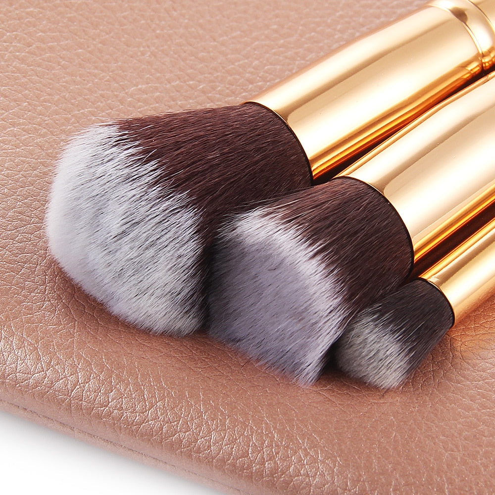 15pcs Pink Makeup Brushes Set Pincel Maquiagem Powder Eye Kabuki Brush Complete Kit Cosmetics Beauty Tools with Leather Case