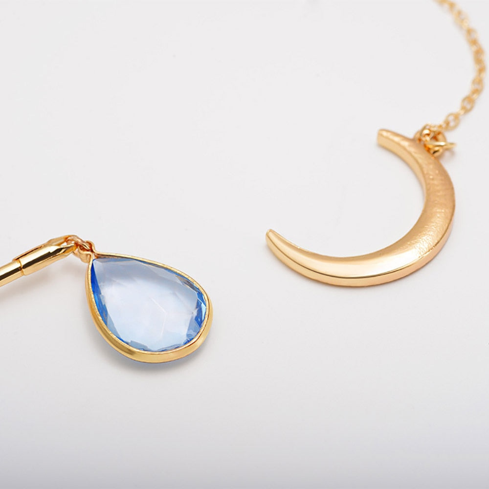 MAA-OE Bohemian Crystal Pendant Necklaces For Women 2018 New Moon Water Droplets Necklace Collier Statement Jewelry N425