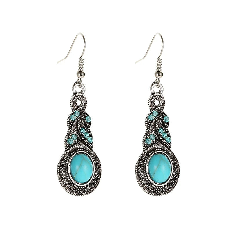 Blue Crystal Zircon Necklace Earring Set Jewelry