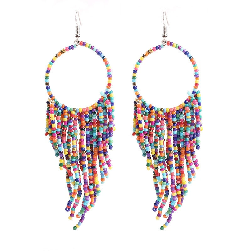 Kymyad Earrings 2022 Trend New Long Dangle Earrings Vintage Earings Fashion Jewelry Female Earrings Tassel Beads Chains Earring
