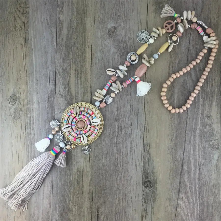 Colorful Fringe Tassel Maxi Necklace Jewelry