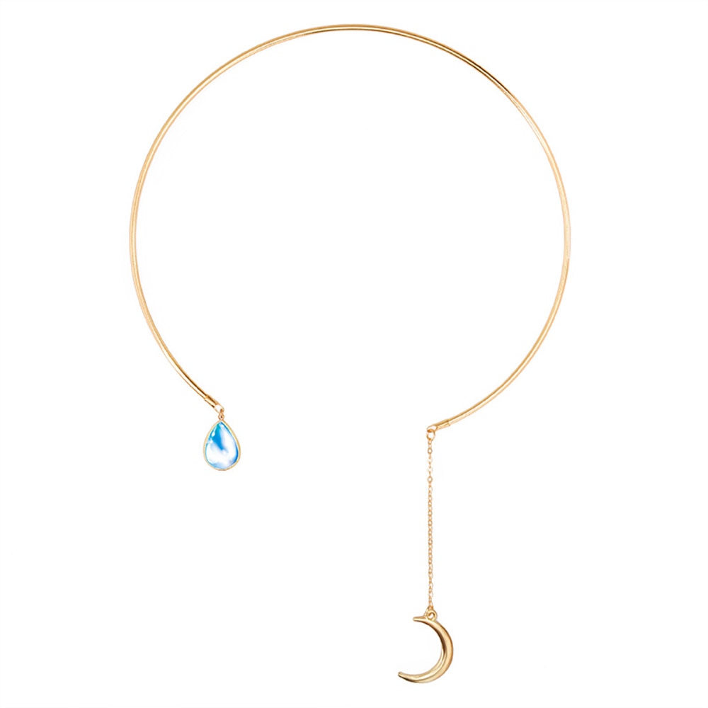 MAA-OE Bohemian Crystal Pendant Necklaces For Women 2018 New Moon Water Droplets Necklace Collier Statement Jewelry N425