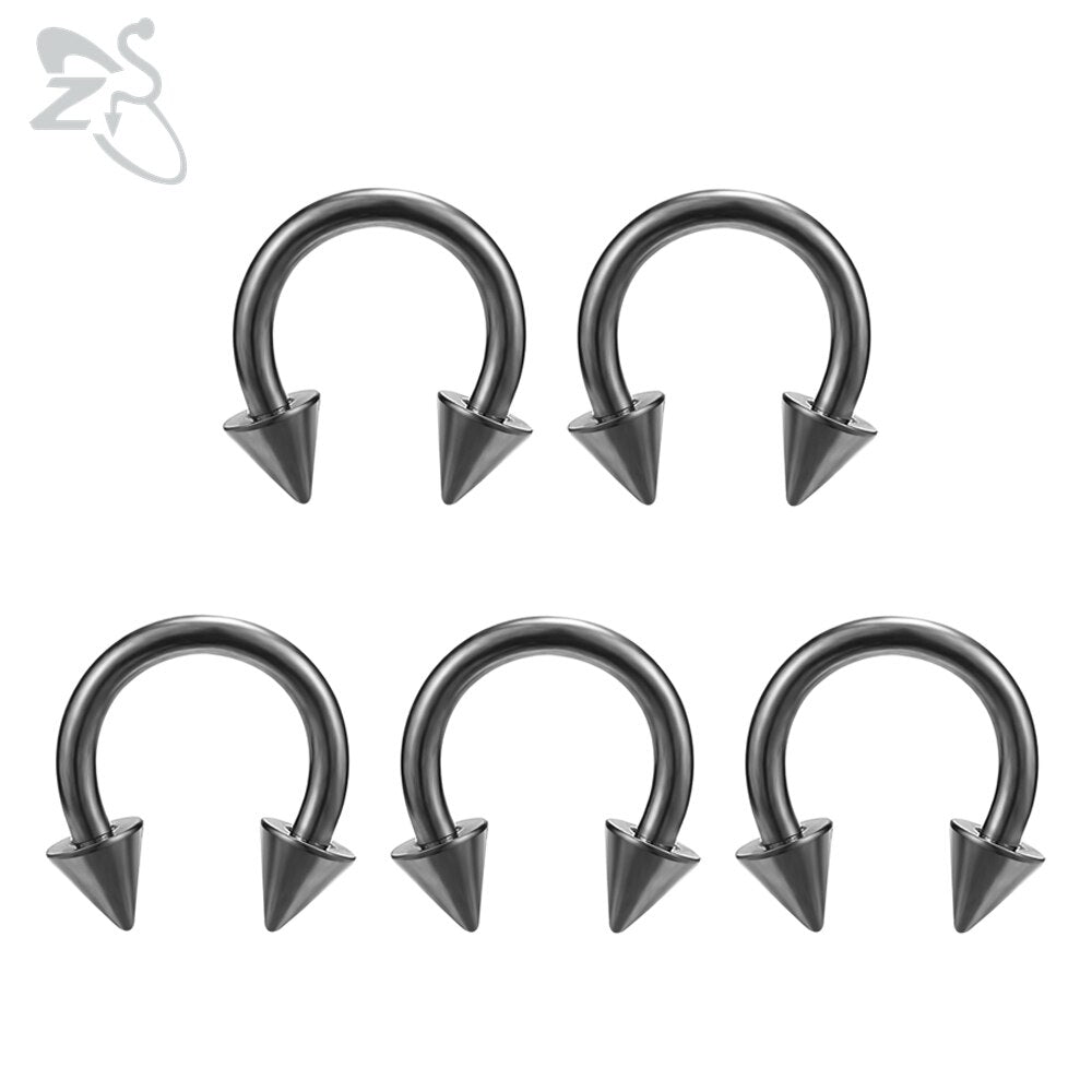 ZS 5 Pcs/lot Stainless Steel Nose Ring Spike Nose Piercings Helix Ear Piercing For Women Men Septum Rings Body Piercing Jewelry