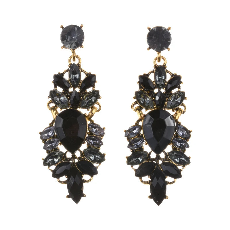 Crystal Water Drop Long Statement Earrings Jewelry
