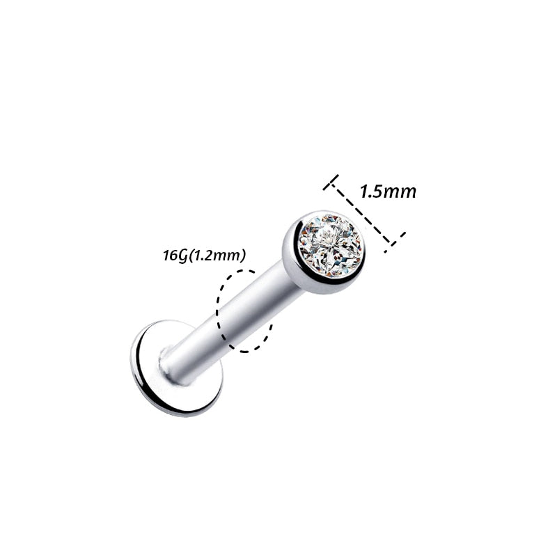 1Pc 16G 1.5-3mm Labret Tragus Cartilage Earring 16g Punk Cz Gem Round Tragus Lip Ring Monroe Ear Cartilage Earring Piercing