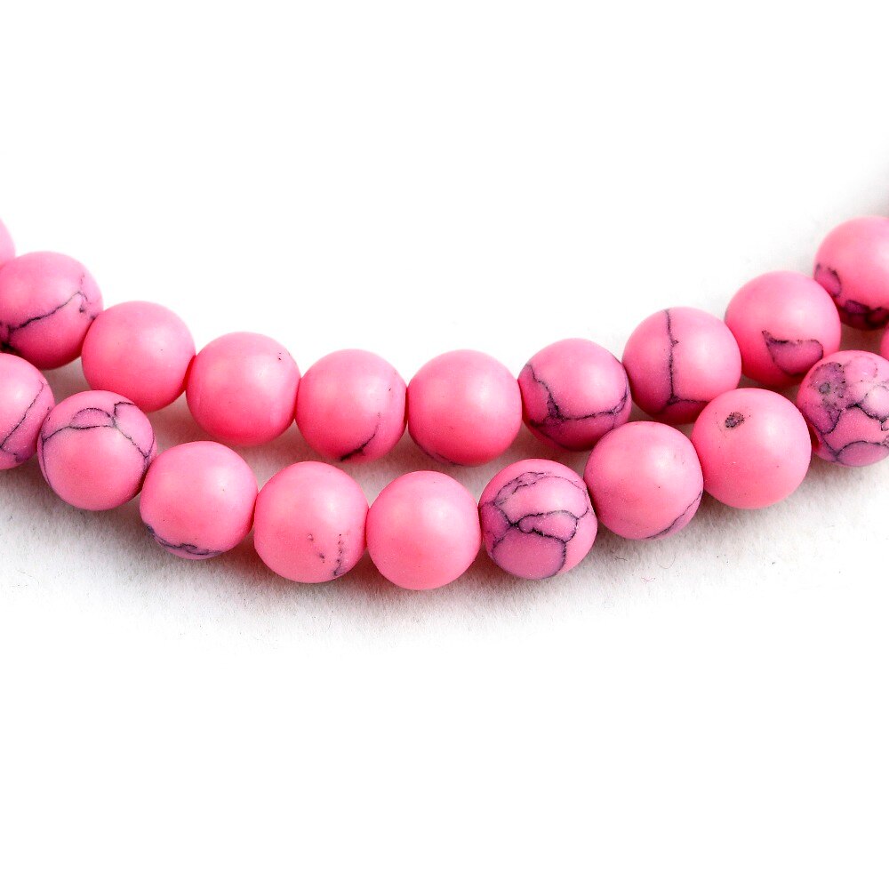 108 Beads Mala Bracelet Necklace 6mm Pink Howlite Buddha Bracelet Prayer Buddhist Charm for Women Girls Yoga Jewelry