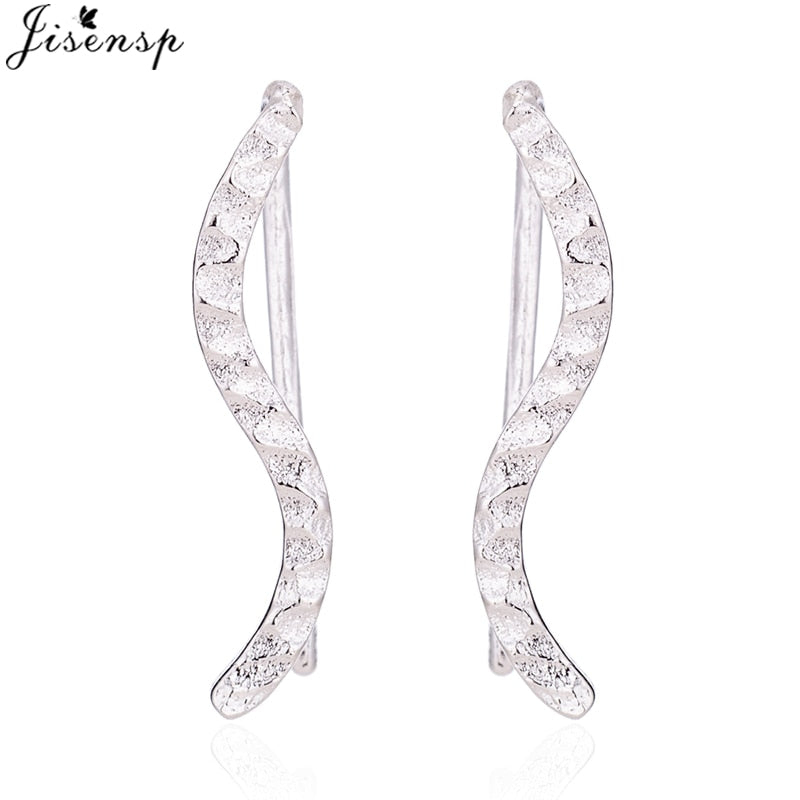 Jisensp Punk Waves Ear Climbers Earrings for Women Stud Earings Ear Crawler Bohemian Cute Earing Piercing Earings Pendientes