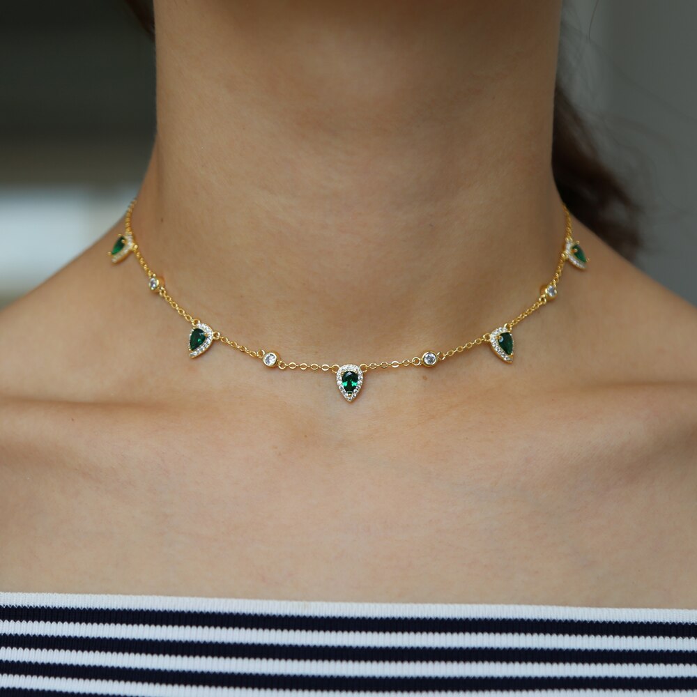 Bohemia NEWest gold color Pink stone statement chain necklace choker fashion jewelry for women elegance gift stylish jewelry