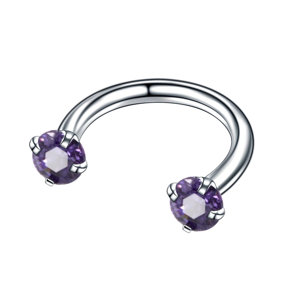 1Pc Crystal Nose Ring Barbells Horseshoe Ring Lip BCR Cartilage Earrings Tragus Piercing Helix Piercing Body Jewelry