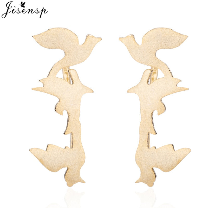 Jisensp Punk Waves Ear Climbers Earrings for Women Stud Earings Ear Crawler Bohemian Cute Earing Piercing Earings Pendientes
