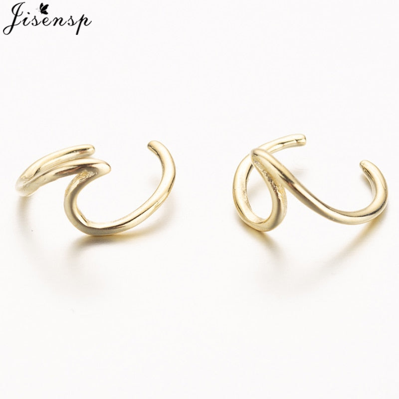 Jisensp Punk Waves Ear Climbers Earrings for Women Stud Earings Ear Crawler Bohemian Cute Earing Piercing Earings Pendientes