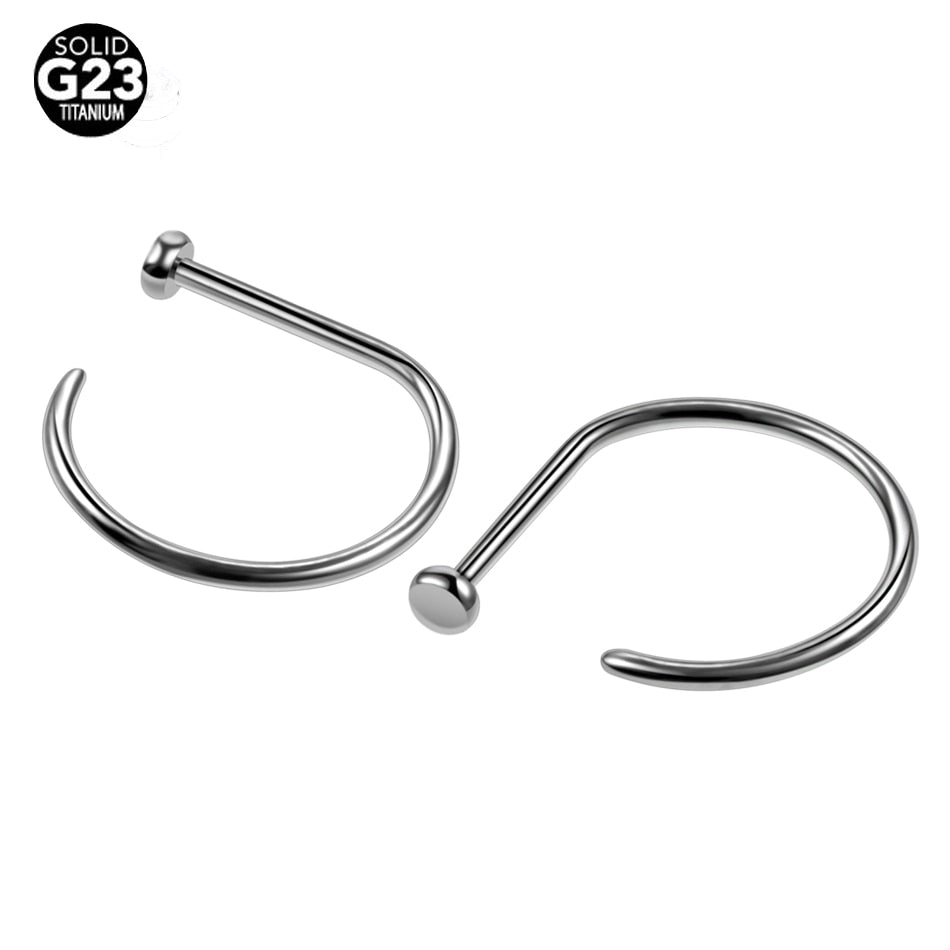 1PC Titanium 20G 18G Nose Stud Earring D Shape Nariz Hoop Ring Lip Labret Piercing Nostril 7mm 8mm 10mm Body Jewelry Women Men