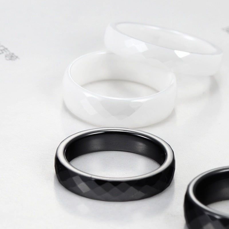 New 4mm Light Pink Black White Beautiful Hand Cut Ceramic Ring For Woman Top Quality Jewelry Without Scratches Woman Ring